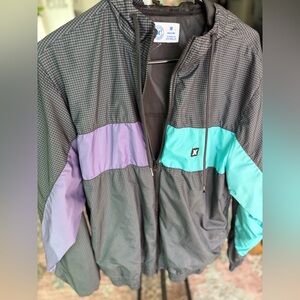 Hurley Black and Teal Windbreaker